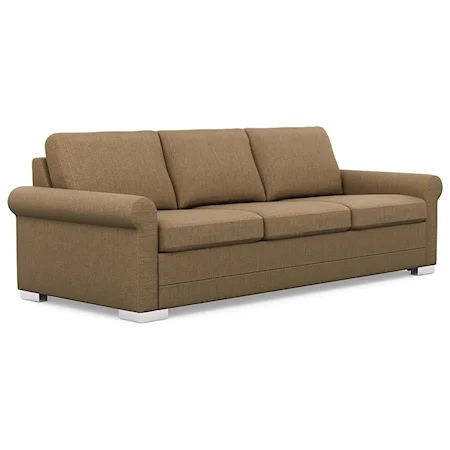 Contemporary Sofa with Rolled Arms and Low Legs